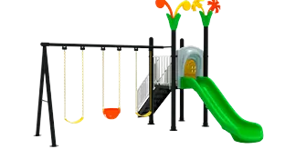 Juego modular de tres columpios con tobogán