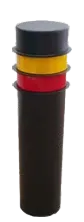 Bolardo de señalización, cintas amarilla y roja