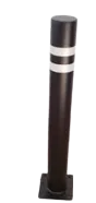 Bolardo tubular abatible con cintas reflejantes