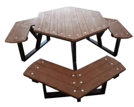 Mesa de picnic hexagonal de plastimadera
