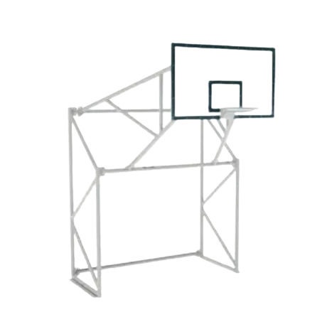Estructura multifuncional con tablero de básquetbol